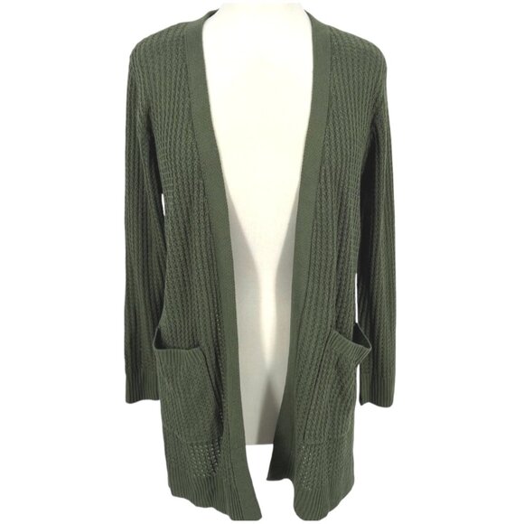 Market & Spruce Olive Green Open Front Cardigan Size Small Petite NWT - Picture 2 of 10